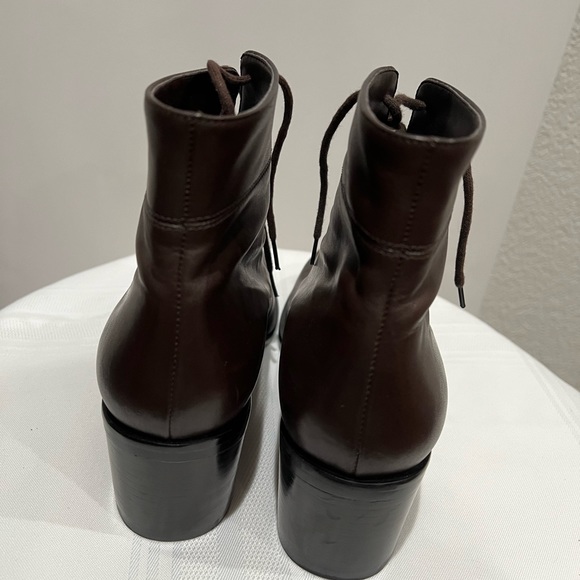 - Nine West Brown Leather Tie up Ankle booties Size 6.5 M - Picture 3 of 4